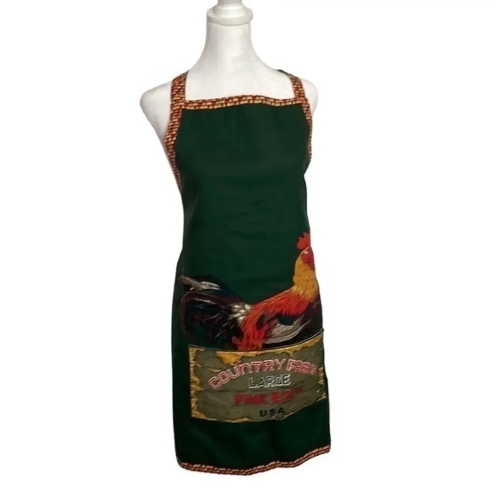 Handmade Rooster with a Large Front Pocket Apron Cooking Homestead Cottage‎